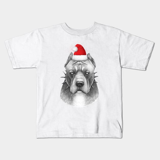 Winter pitbull Kids T-Shirt by kodamorkovkart